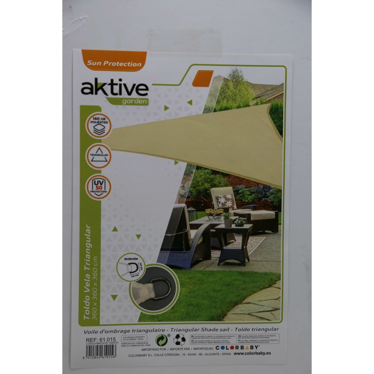 Shade Sails Aktive Triangular Cream 360 x 0,5 x 360 cm (4 Units)