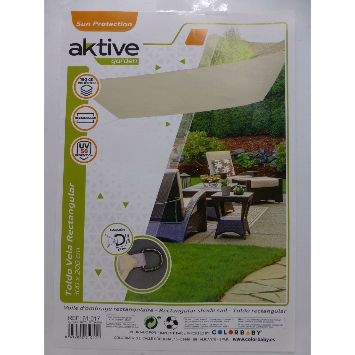 Shade Sails Aktive Triangular Cream 200 x 0,5 x 300 cm (4 Units)