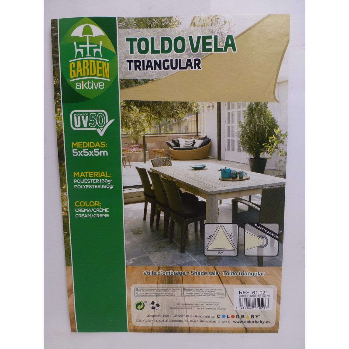 Shade Sails Aktive Triangular Cream 500 x 500 cm (4 Units)