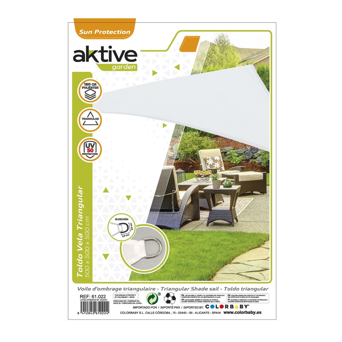 Shade Sails Aktive Triangular White 500 x 500 cm (4 Units)