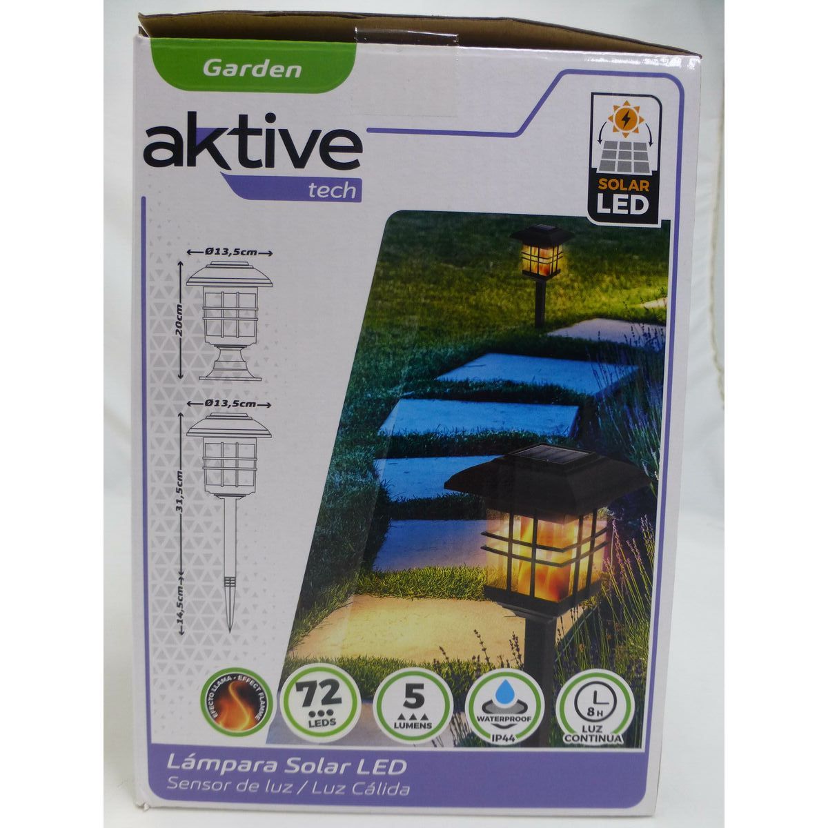 Set of solar garden lights Aktive Plastic 13,5 x 46 x 13,5 cm (4 Units)