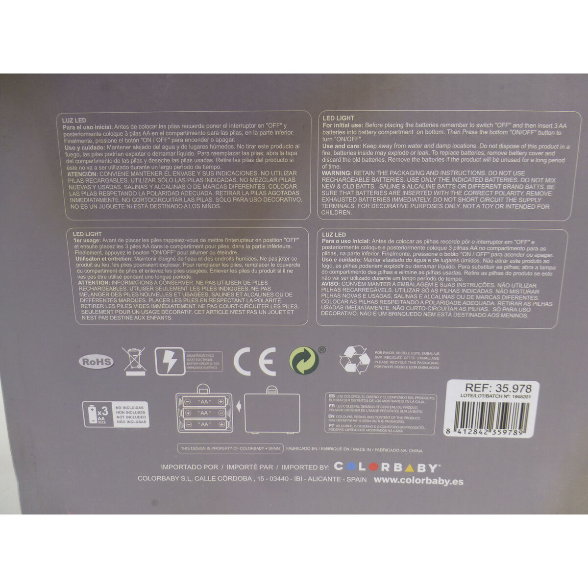 Brazier Ambients LED Light Charcoal Ornamental 22 x 30 x 22 cm (2 Units)