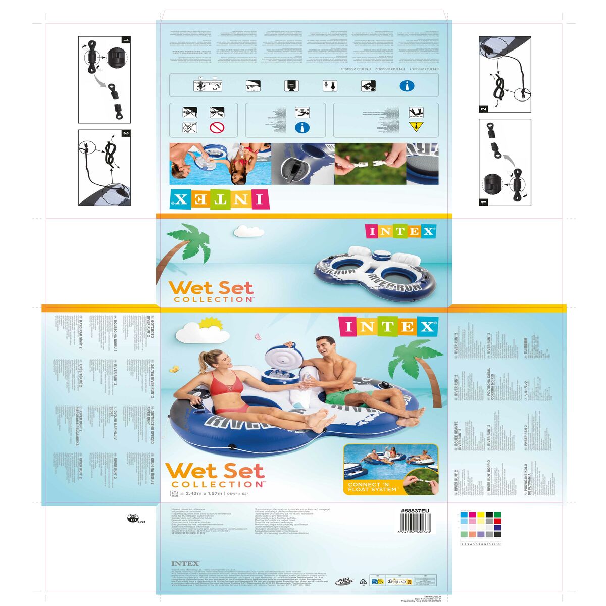 Inflatable Wheel Intex River Run 2 243 x 51 x 157 cm Blue White (3 Units)