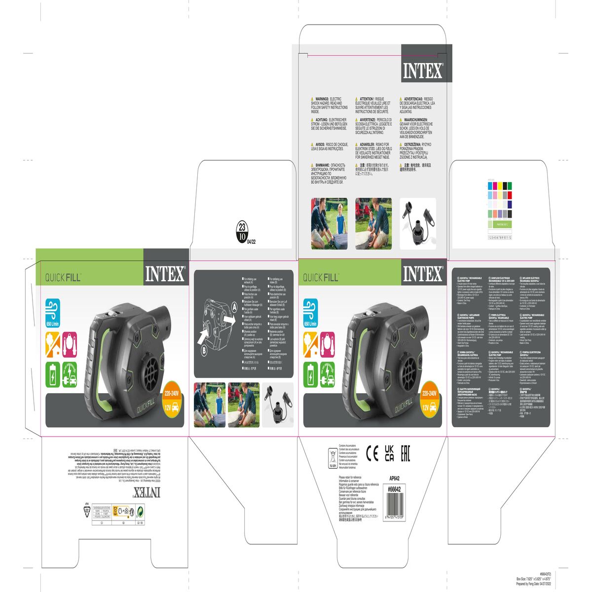 Electric Air Pump Intex Quick Fill Rechargeable 220-240 V 4 Units