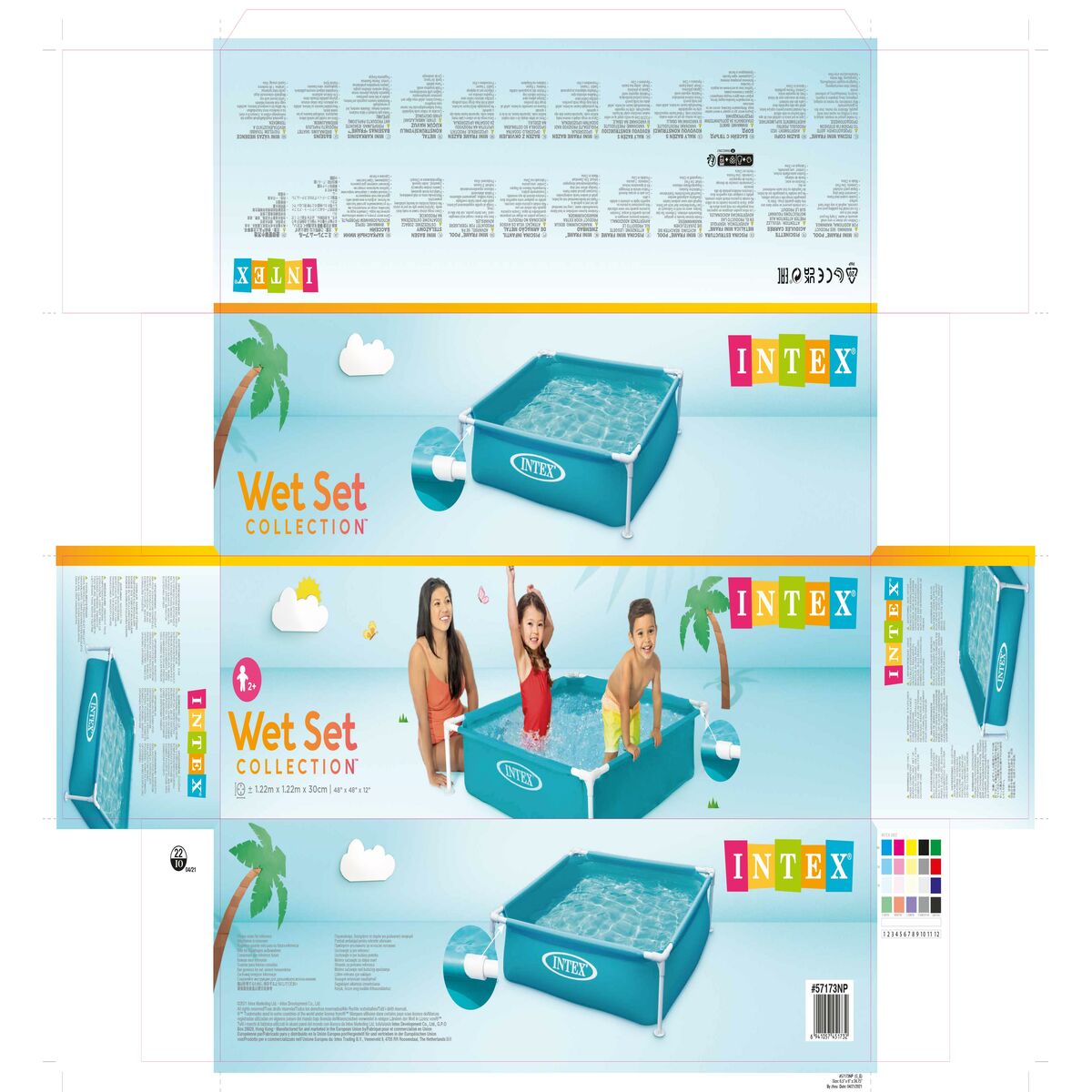 Children’s pool Intex Mini Frame Blue Squared 342 L 122 x 30 x 122 cm (3 Units)