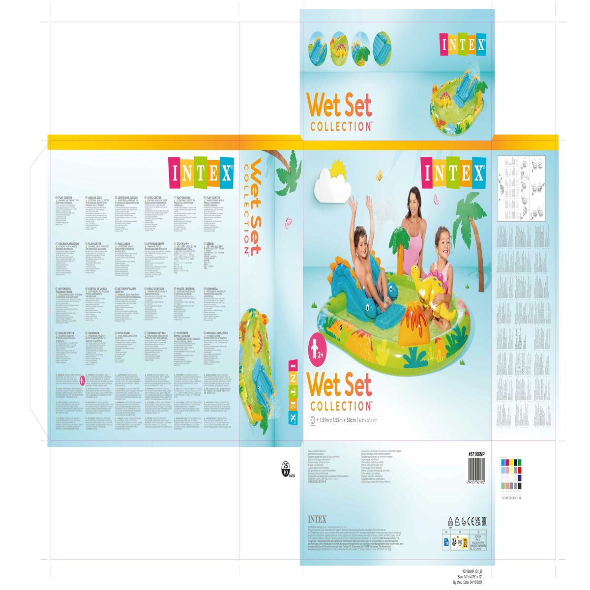 Inflatable Paddling Pool for Children Intex Playground Dinosaurs 191 x 58 x 152 cm (3 Units)