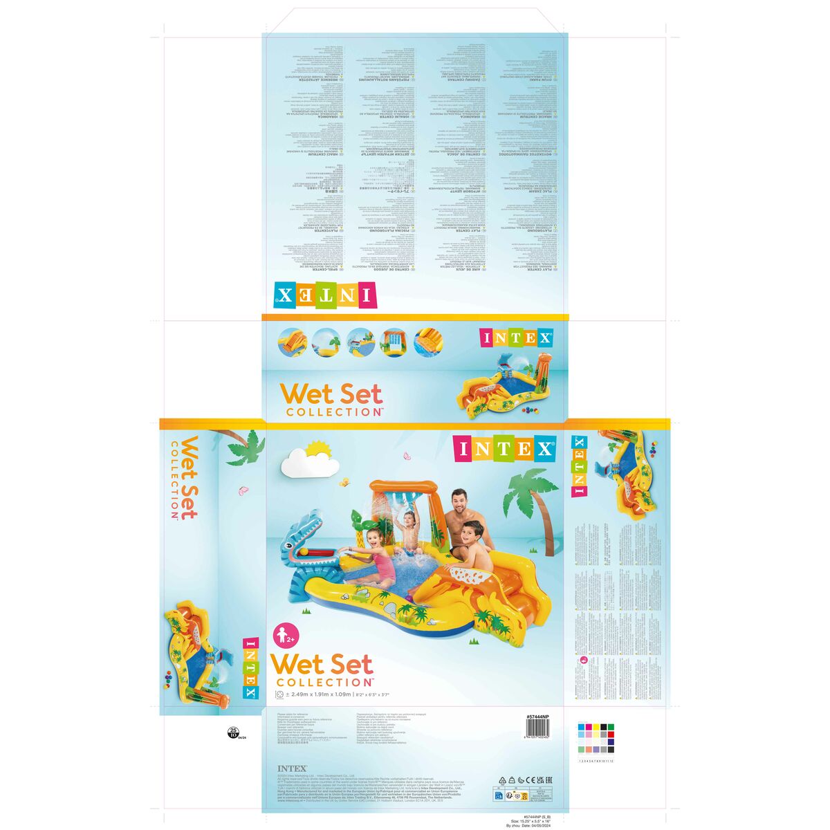 Inflatable Paddling Pool for Children Intex Playground Dinosaurs 272 L 249 x 109 x 191 cm (2 Units)