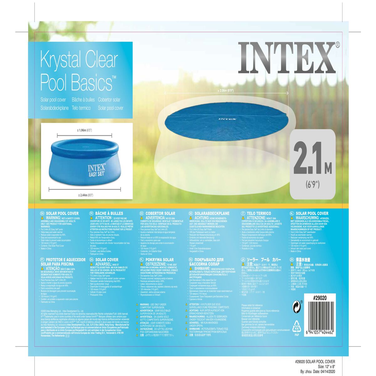 Swimming Pool Cover Intex 29020 EASY SET Ø 244 cm 206 x 206 cm