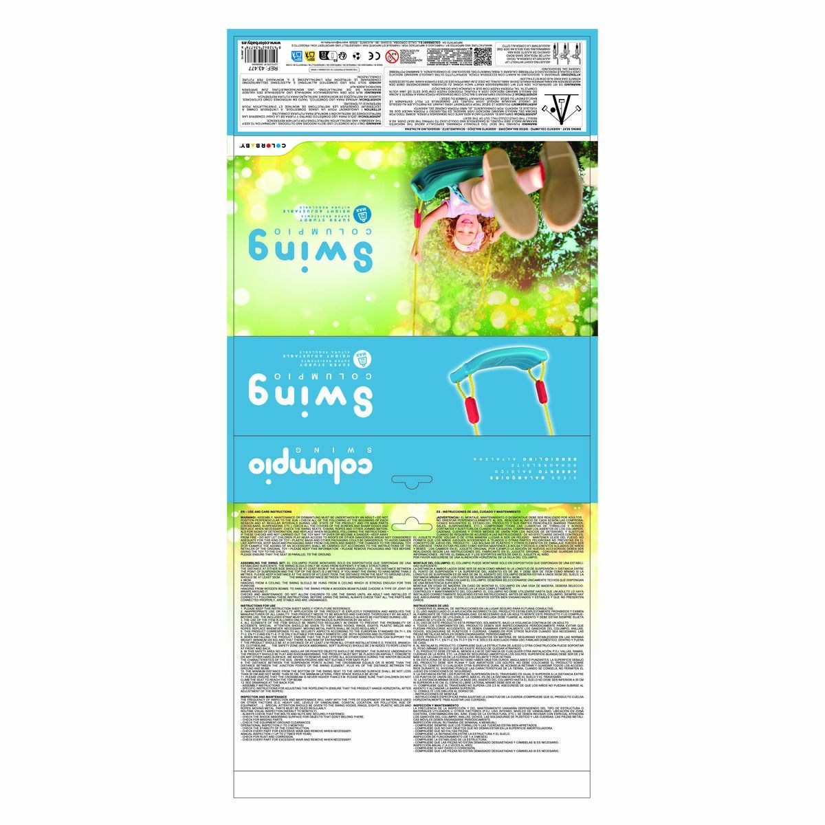 Swing seat Colorbaby 36 x 173 x 15 cm (4 Units)