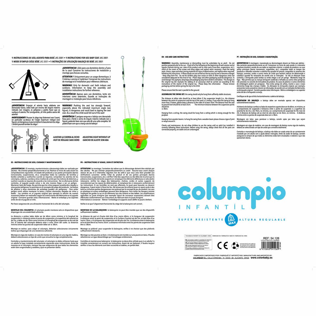 Swing seat Colorbaby 37 x 50 x 42,5 cm (2 Units)