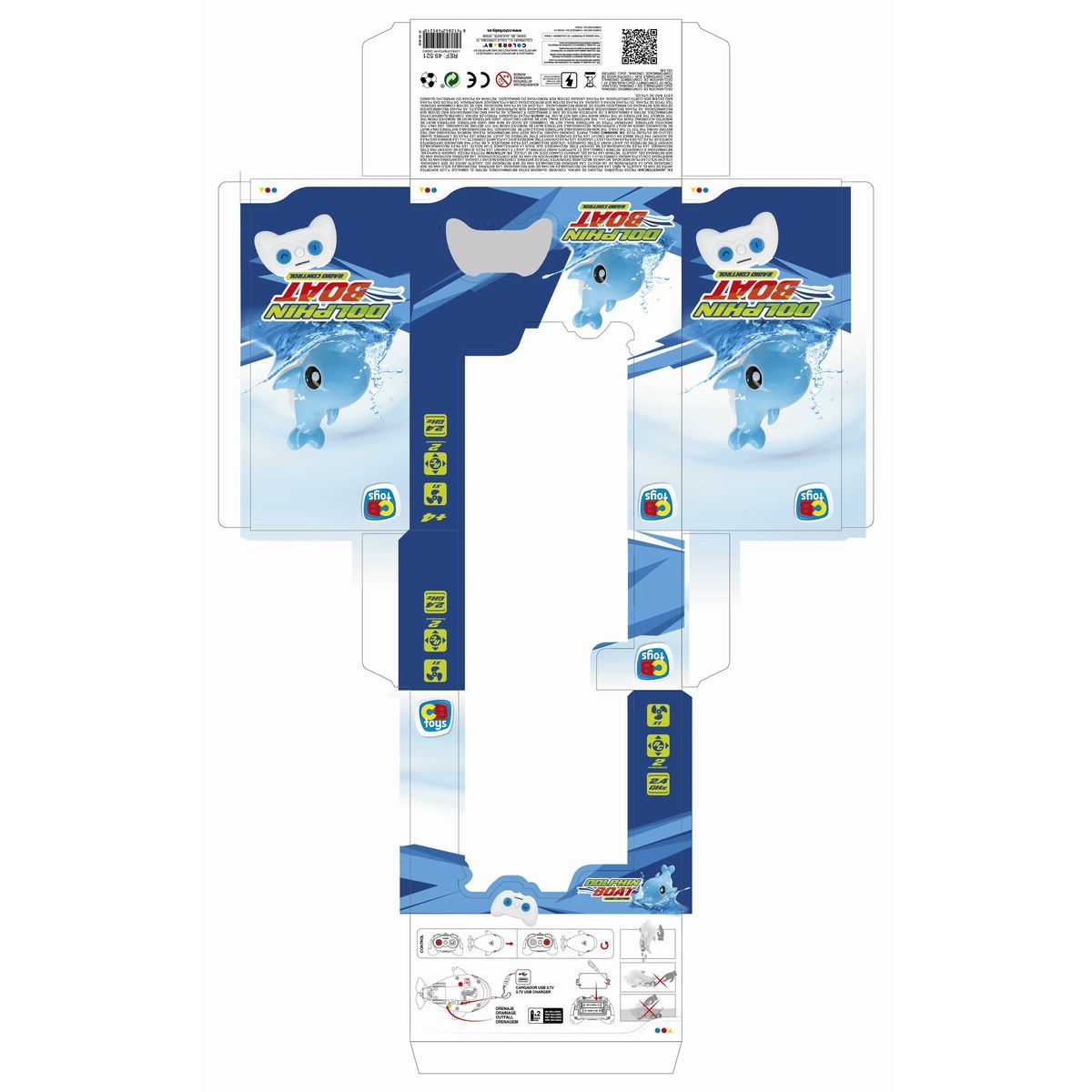 Radio-controlled boat Colorbaby Dolphin (2 Units)