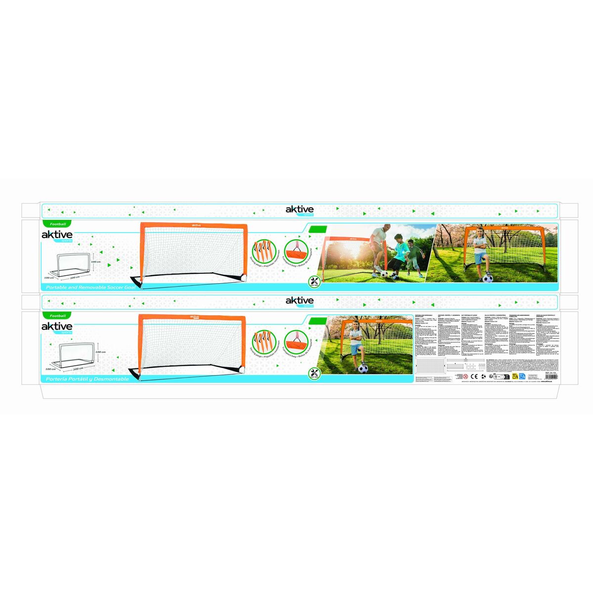 Football Goal Aktive 200 x 100 x 100 cm (2 Units)