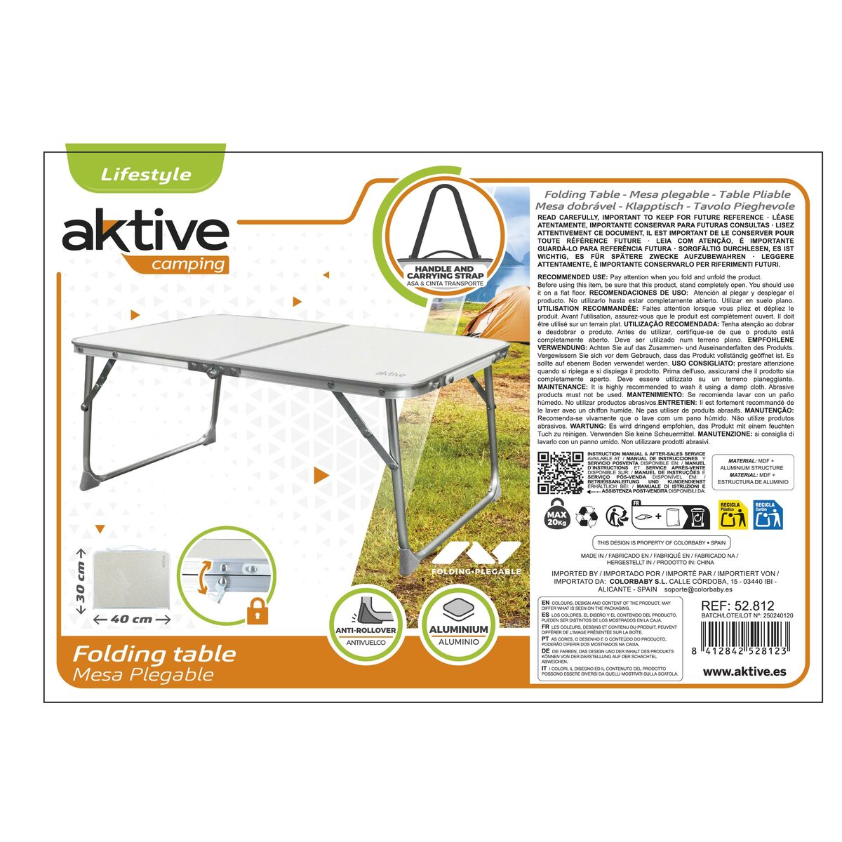 Folding Table Aktive Cream 60 x 25 x 40 cm (4 Units)