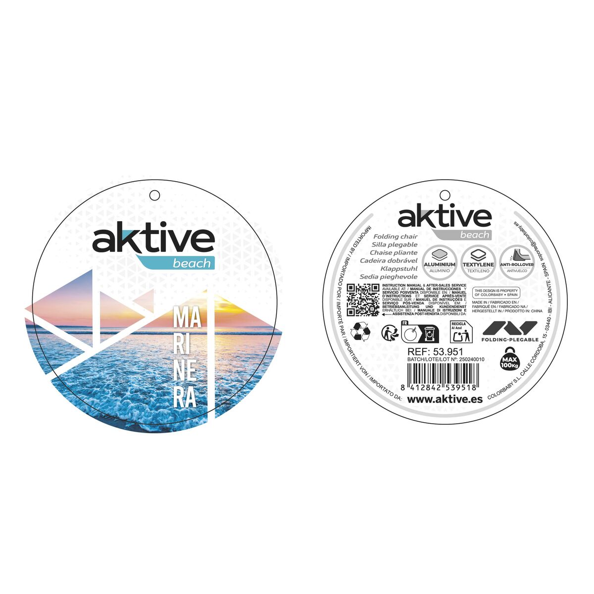 Folding Chair Aktive Sailor 44 x 76 x 45 cm (4 Units)