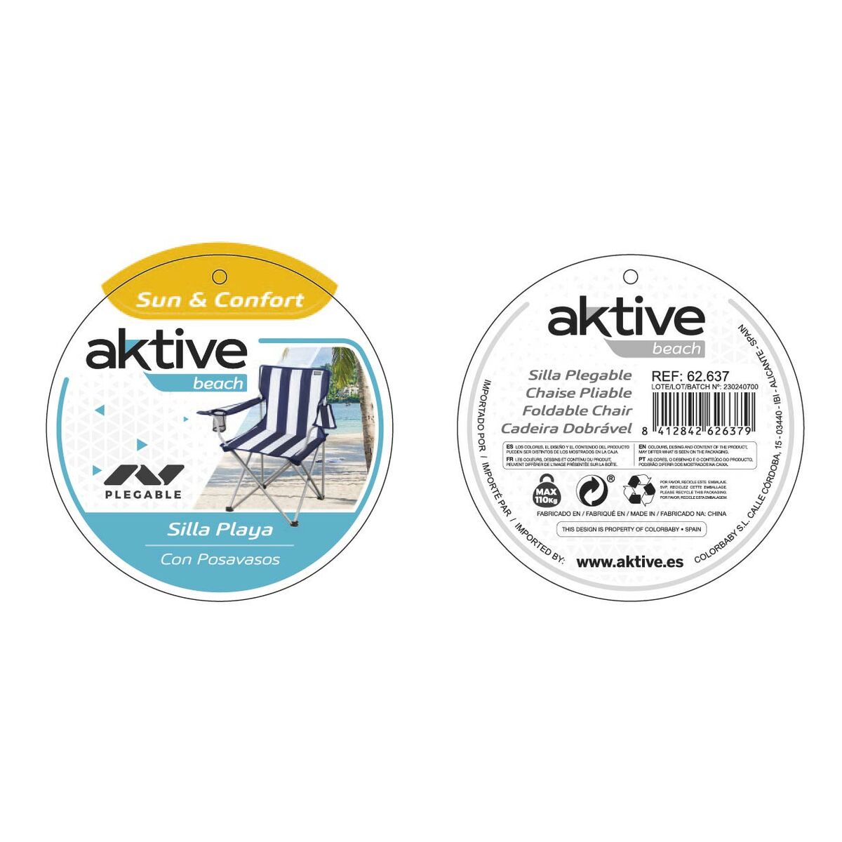 Folding Chair Aktive Sailor 45 x 82 x 47 cm (4 Units)