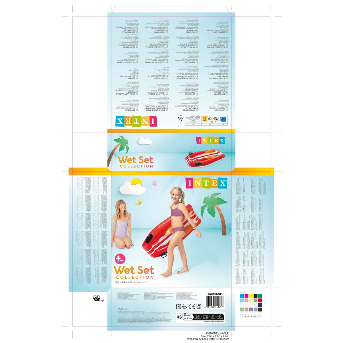 Inflatable pool figure Intex Joy Rider 62 x 112 cm Surf Board (12 Units)