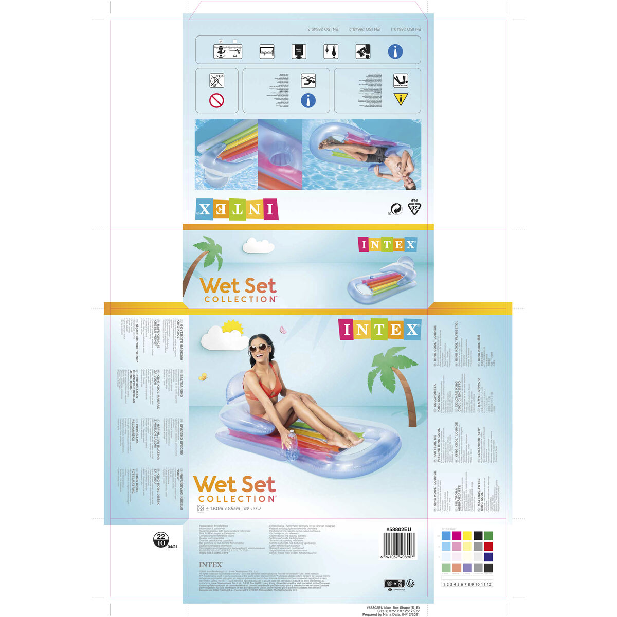 Inflatable Pool Chair Intex Rainbow 160 x 53 x 85 cm (6 Units)
