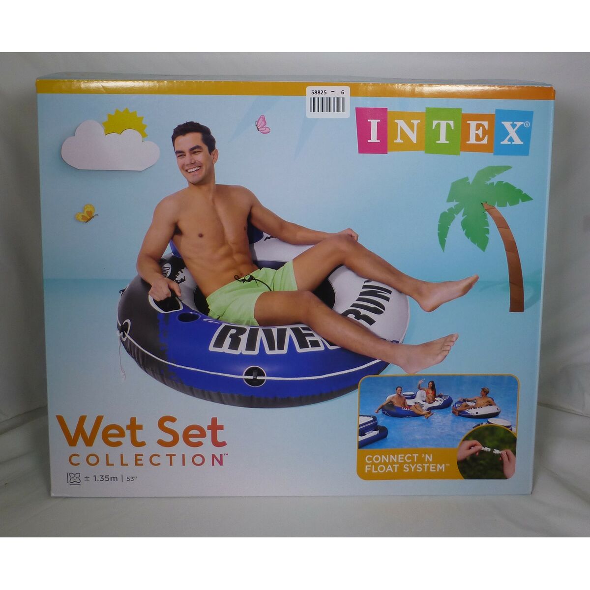 Inflatable Pool Chair Intex River Run Blue White 135 x 13,5 cm (6 Units)