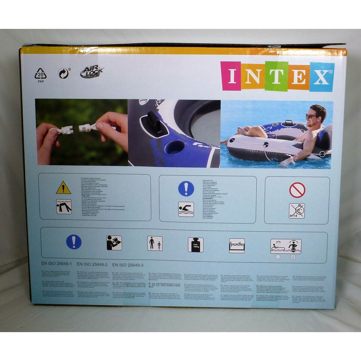Inflatable Pool Chair Intex River Run Blue White 135 x 13,5 cm (6 Units)
