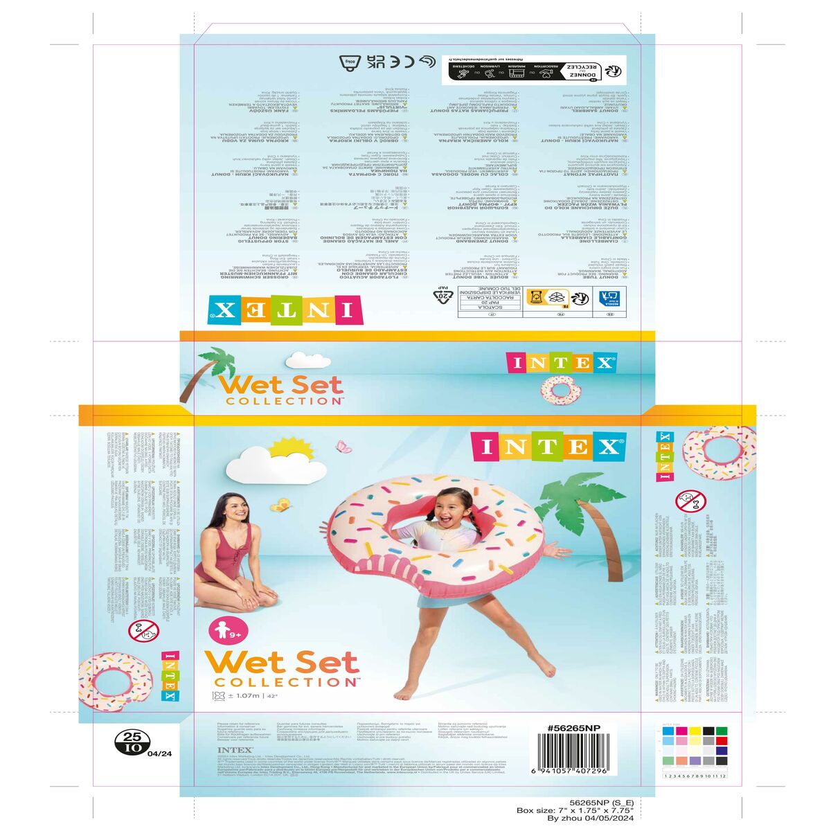 Inflatable Wheel Intex Donut Pink 107 x 99 x 23 cm (12 Units)