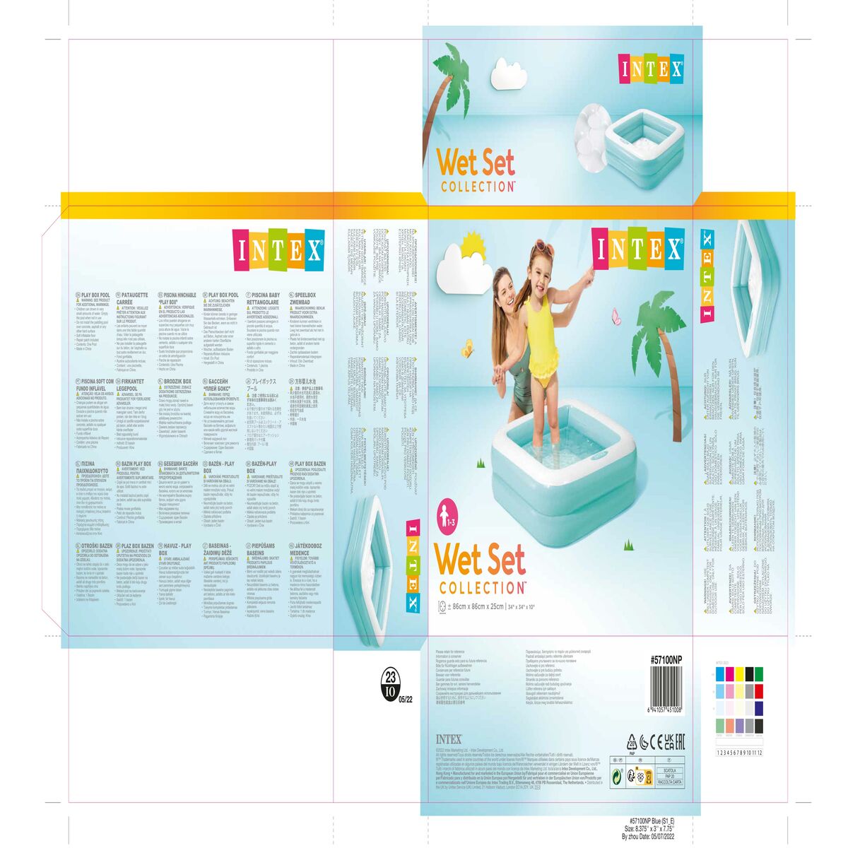 Inflatable Paddling Pool for Children Intex Squared 57 L 86 x 25 x 86 cm (6 Units)