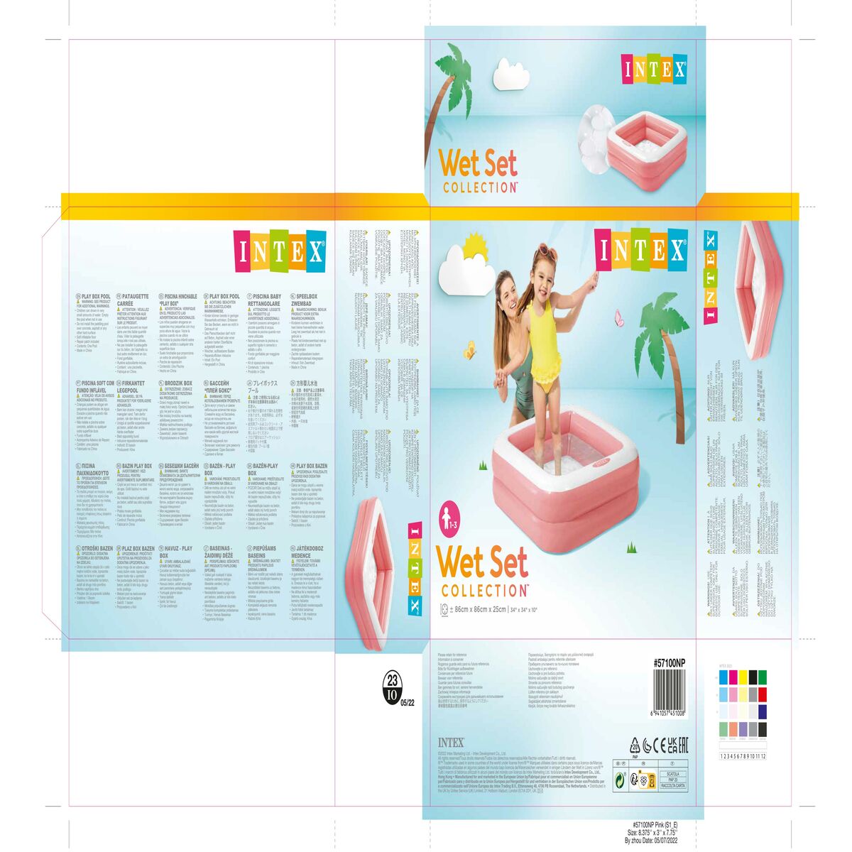 Inflatable Paddling Pool for Children Intex Squared 57 L 86 x 25 x 86 cm (6 Units)