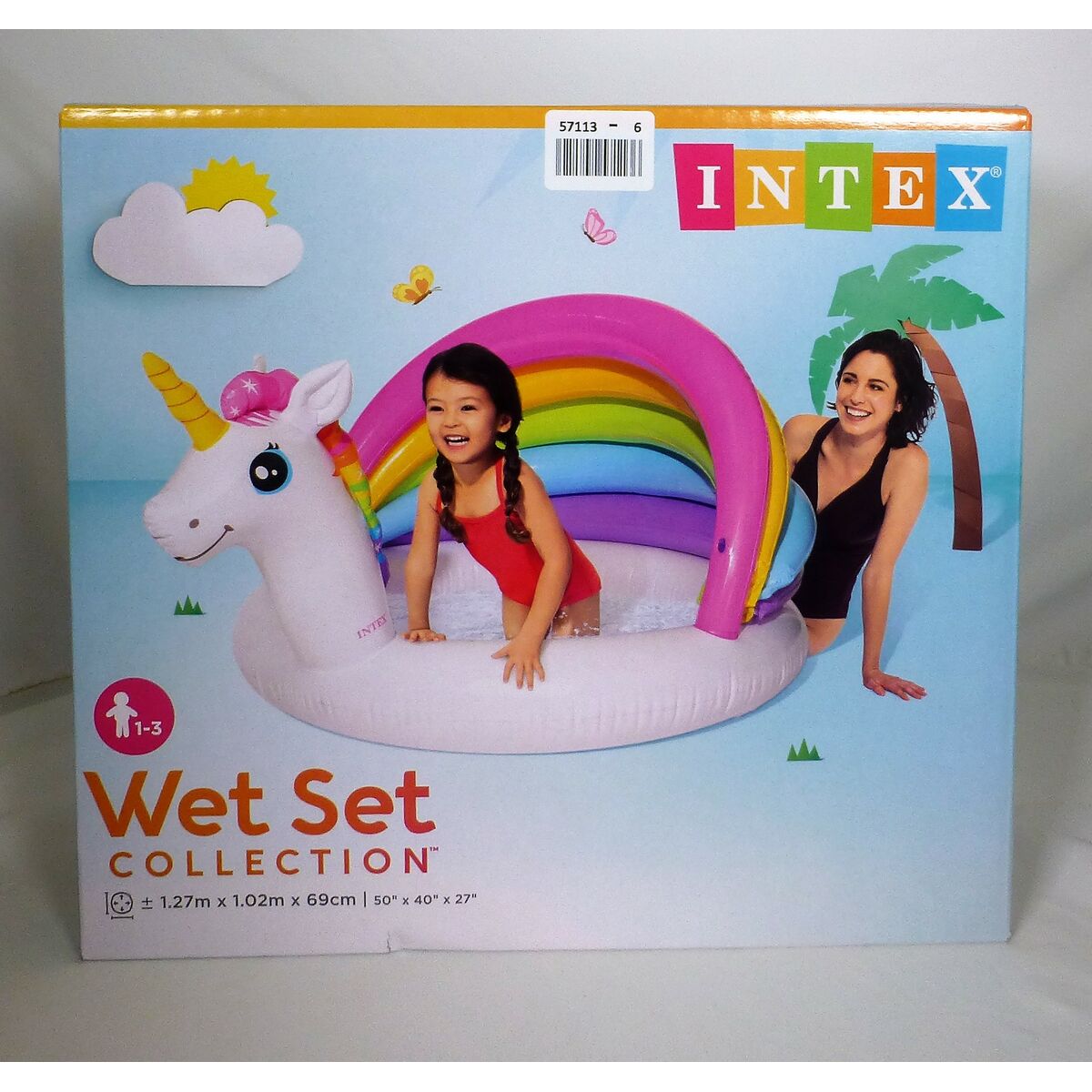 Inflatable Paddling Pool for Children Intex Unicorn Awning 45 L 102 x 69 x 127 cm (6 Units)