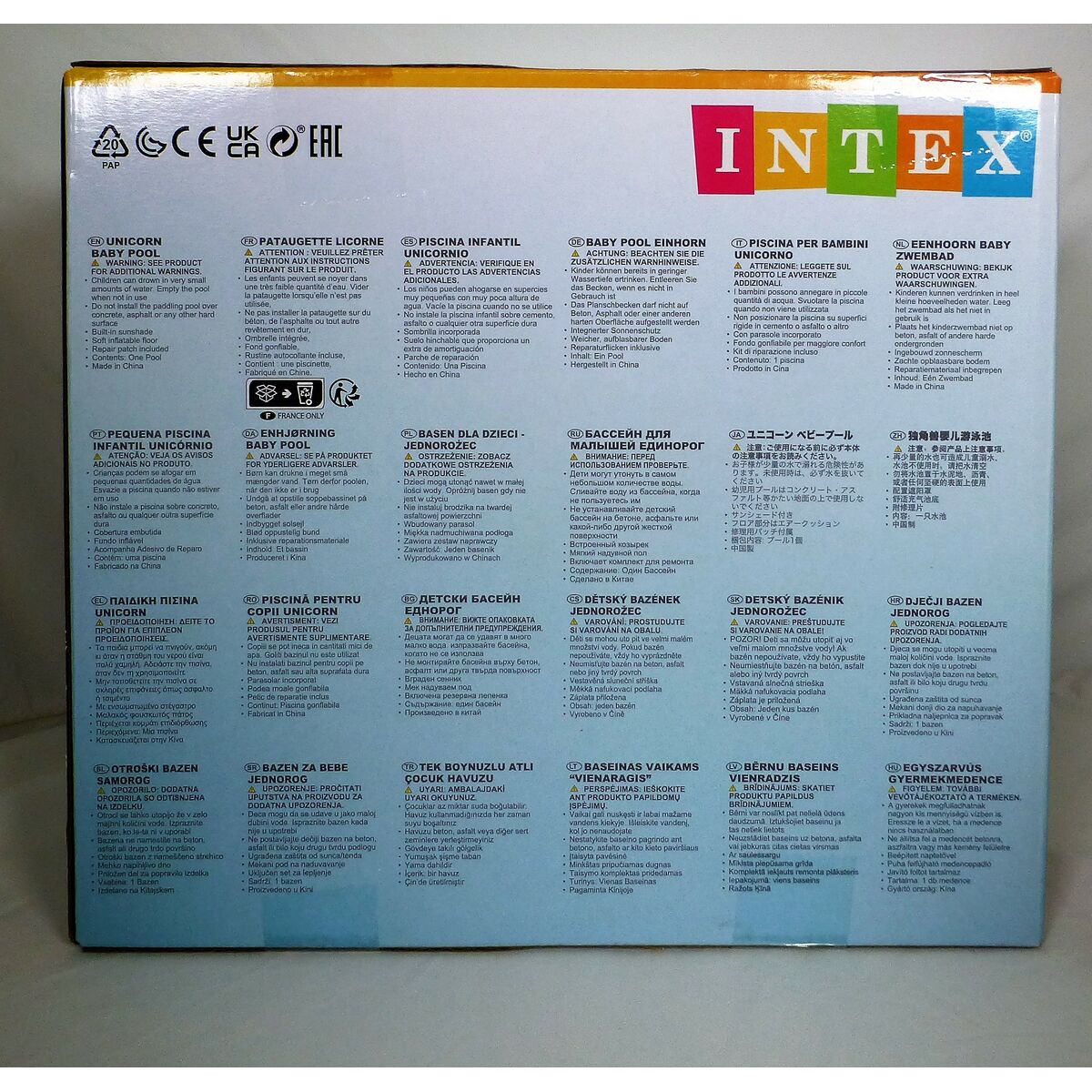 Inflatable Paddling Pool for Children Intex Unicorn Awning 45 L 102 x 69 x 127 cm (6 Units)