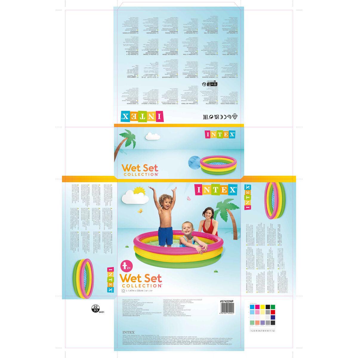 Inflatable Paddling Pool for Children Intex Sunset Rings 275 L 147 x 33 x 147 cm (6 Units)