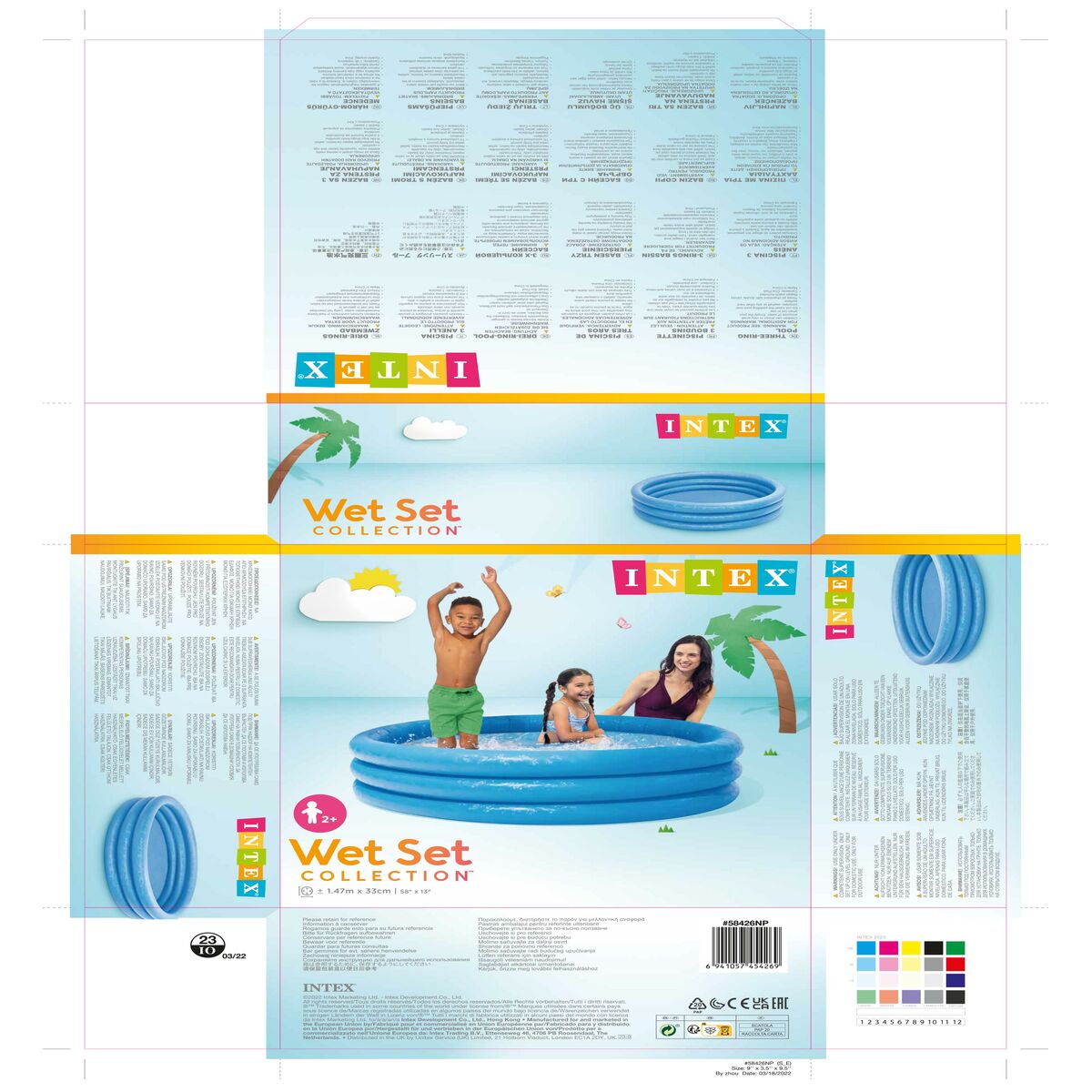 Inflatable Paddling Pool for Children Intex Blue Rings 330 L 147 x 33 cm (6 Units)