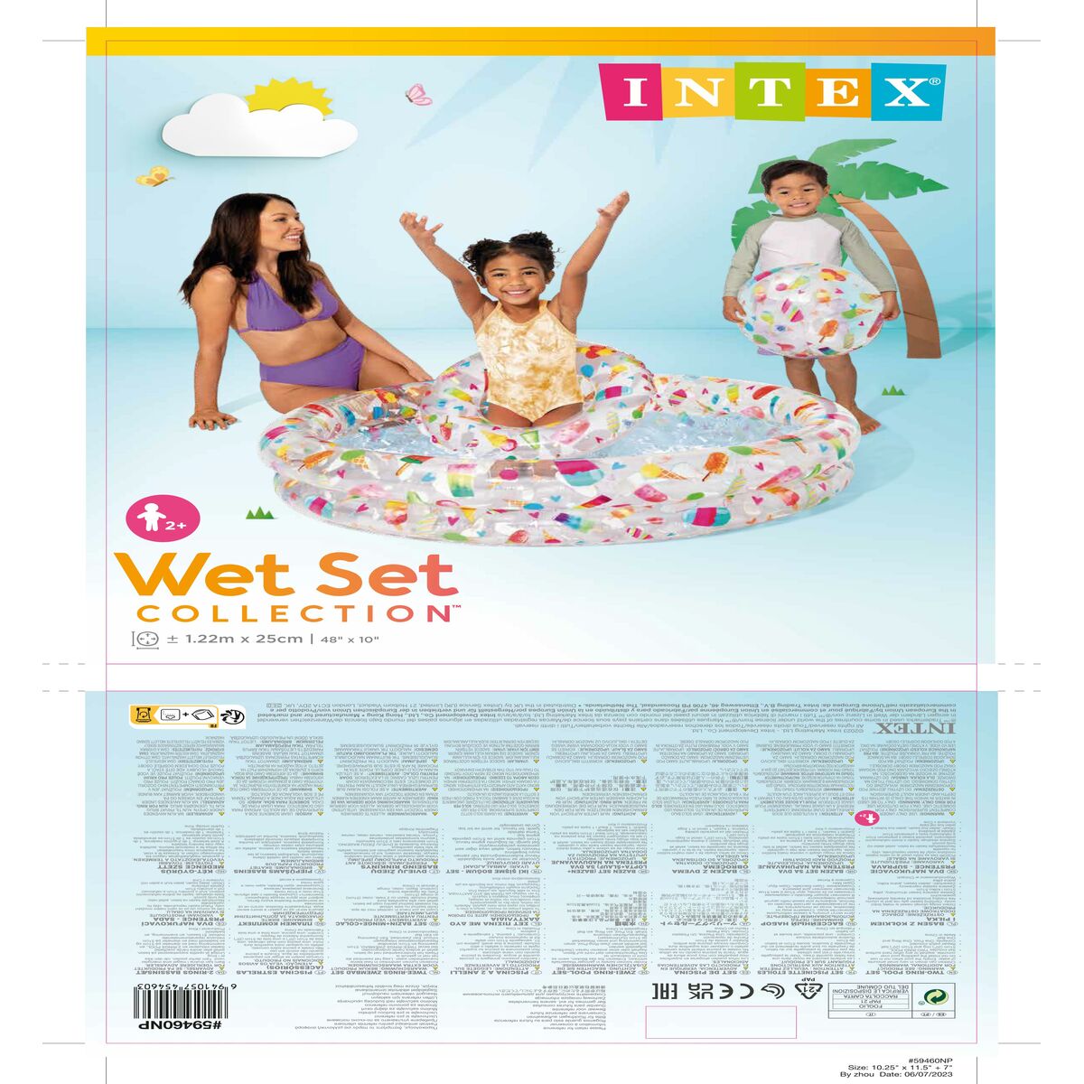 Inflatable Paddling Pool for Children Intex Tropical Rings 150 l 122 x 25 cm (12 Units)