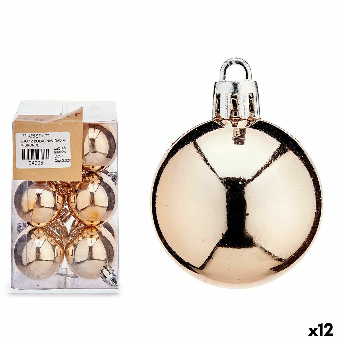 Set of Christmas balls Bronze PVC Ø 4 cm (12 Units) Set of Christmas balls Bronze PVC Ø 4 cm (12 Units)