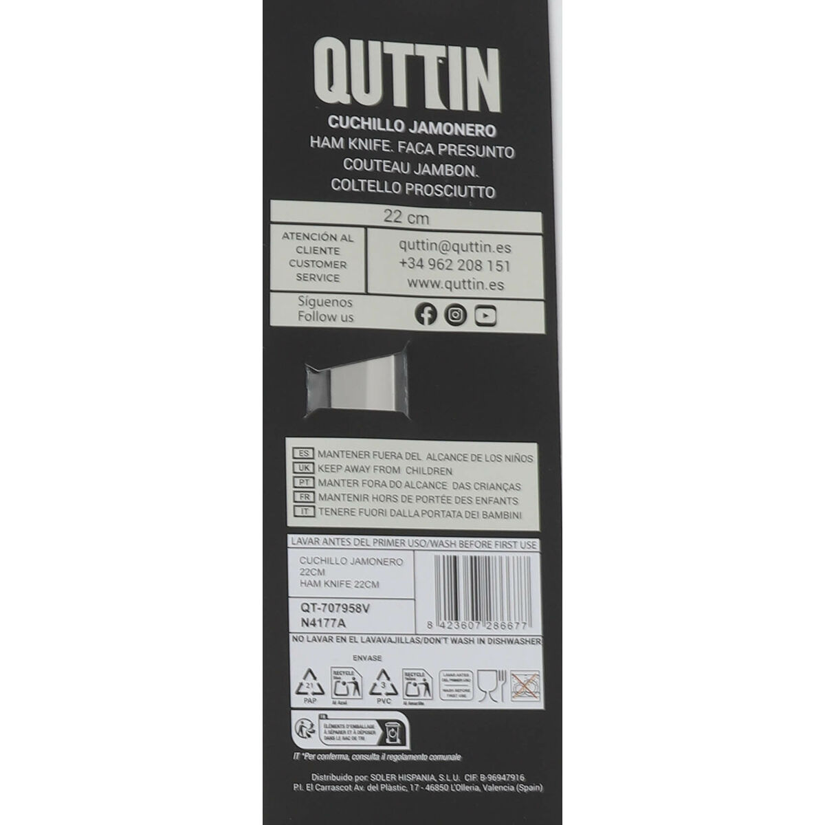 Ham knife Quttin Kasual 24 Units 34 x 2 x 2 cm (22 cm)