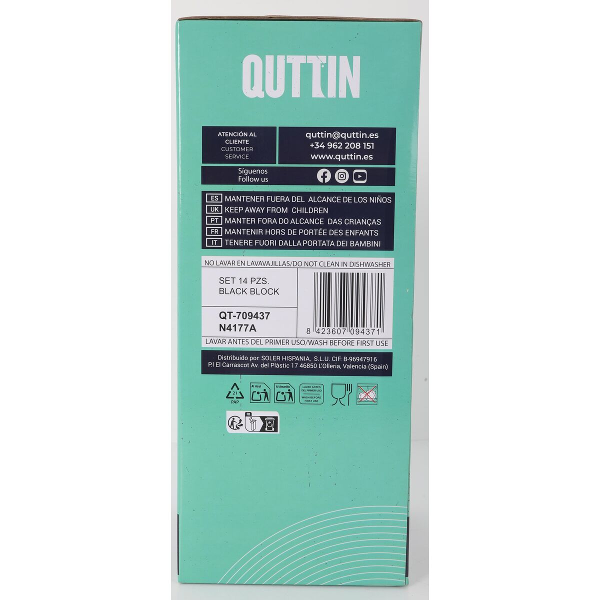 Set of Knives with Wooden Base Quttin 47718 (14 pcs) 14 Pieces (2 Units)