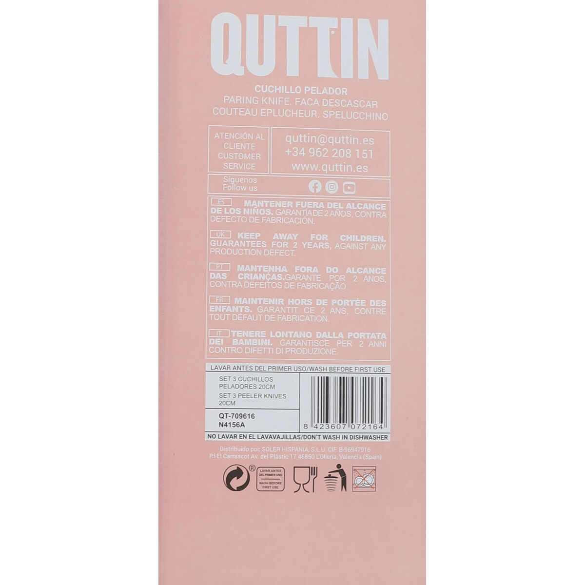Knife Set Quttin Samba 3 Pieces 19,5 x 2 x 1 cm (12 Units)