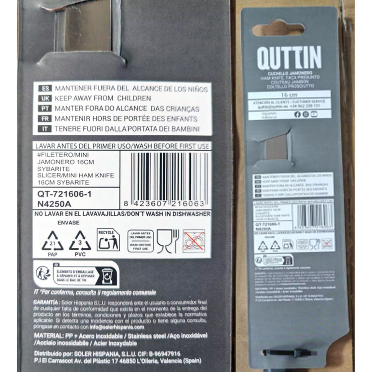 Ham knife Quttin Sybarite 16 Units 2,5 mm