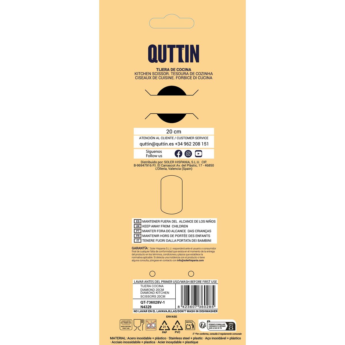 Kitchen Scissors Quttin 50385 (16 Units)