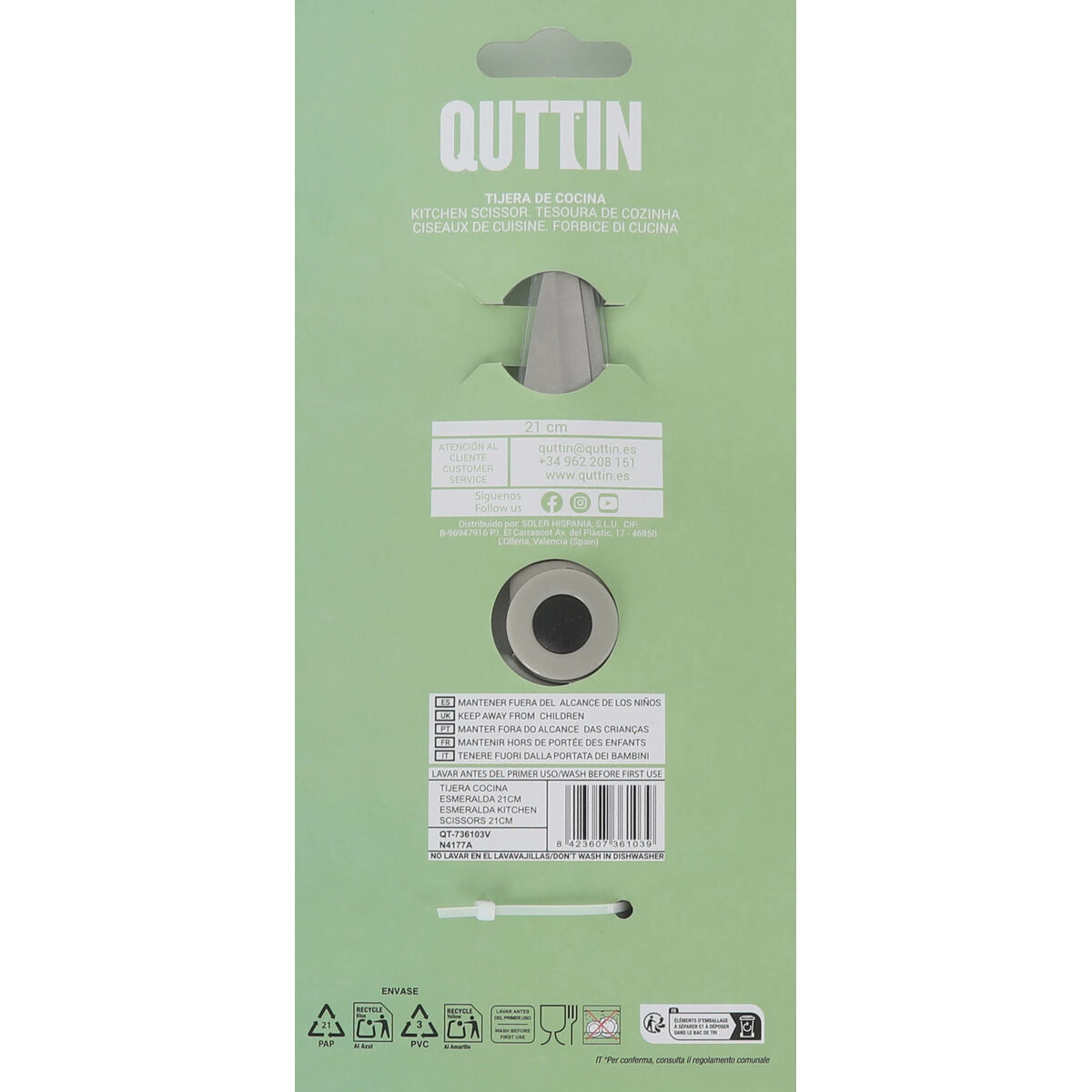 Kitchen Scissors Quttin 50613 Stainless steel 21 x 9,5 cm Kitchen (12 Units)