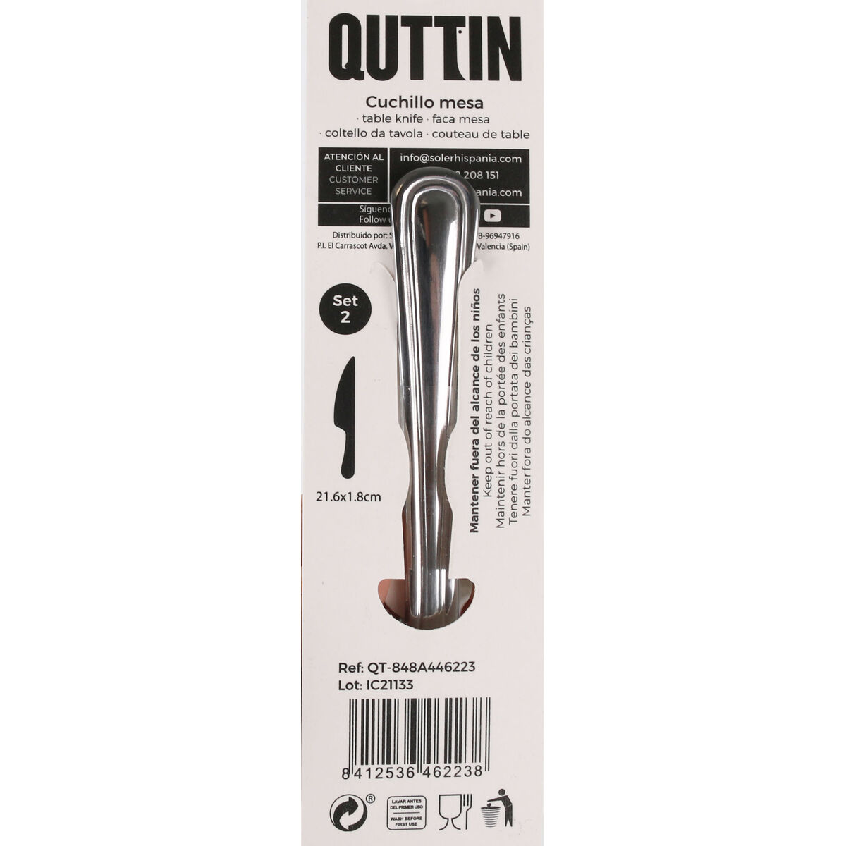 Knife Set Antartica Quttin Antartica 2 Pieces (12 Units)