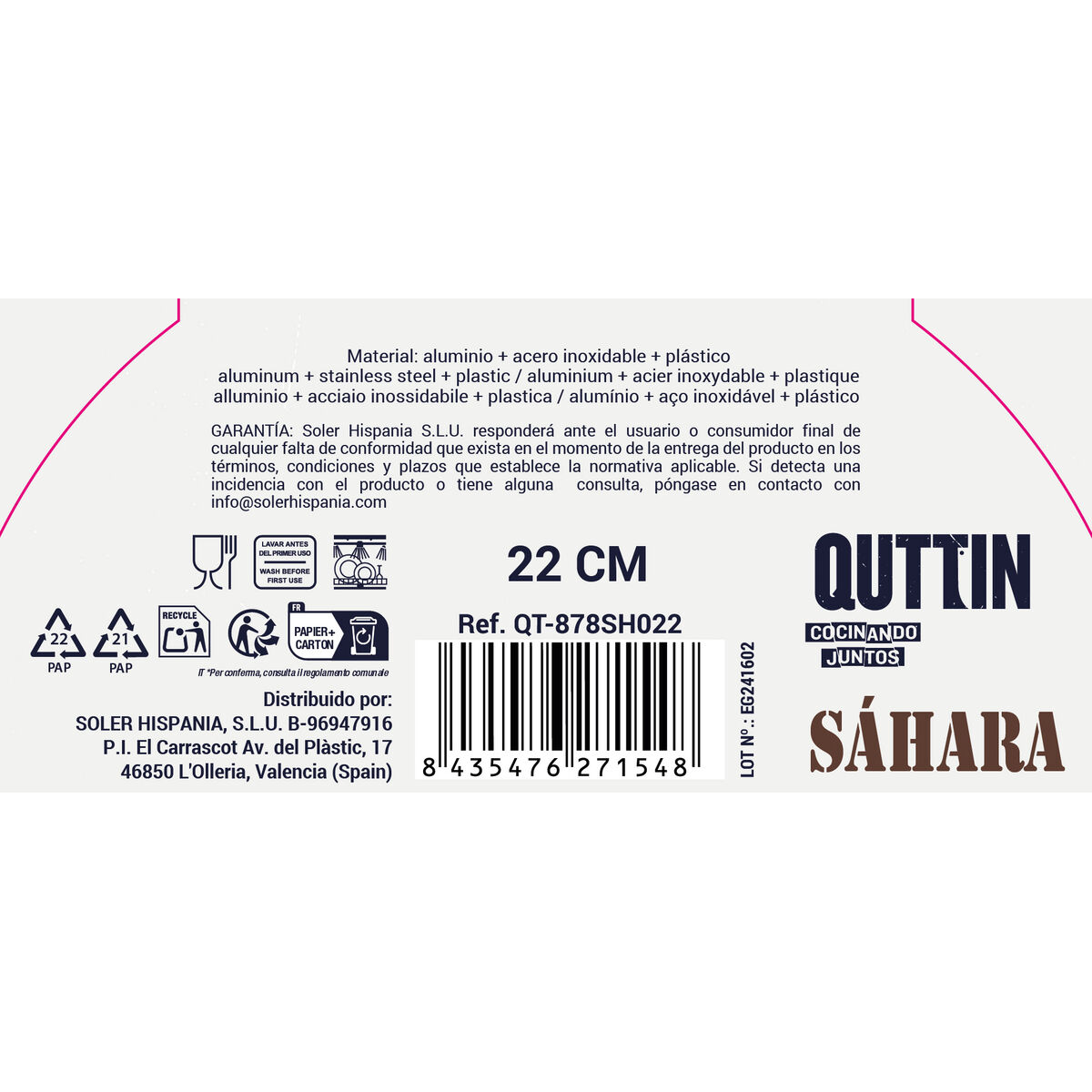 Pan Quttin Sahara Toughened aluminium Brown 42 x 23 x 5 cm (6 Units)