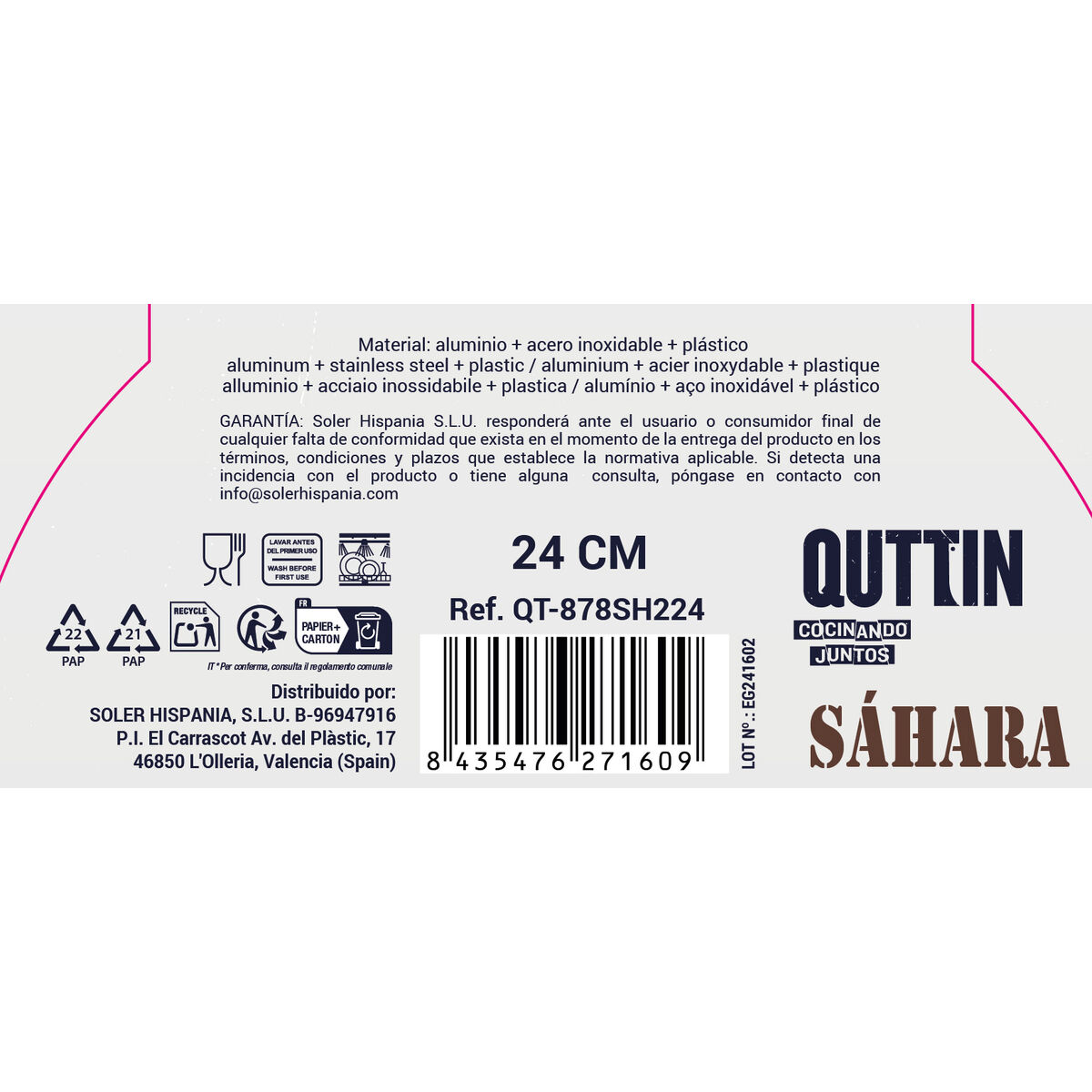 Pan Quttin Sahara Toughened aluminium Brown 44 x 25 x 8 cm (6 Units)