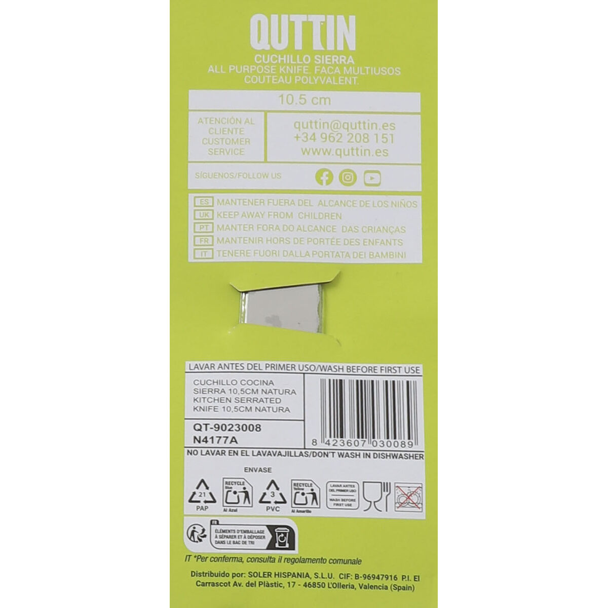 Meat Knife Quttin 124158 Wood 10,5 cm (60 Units)