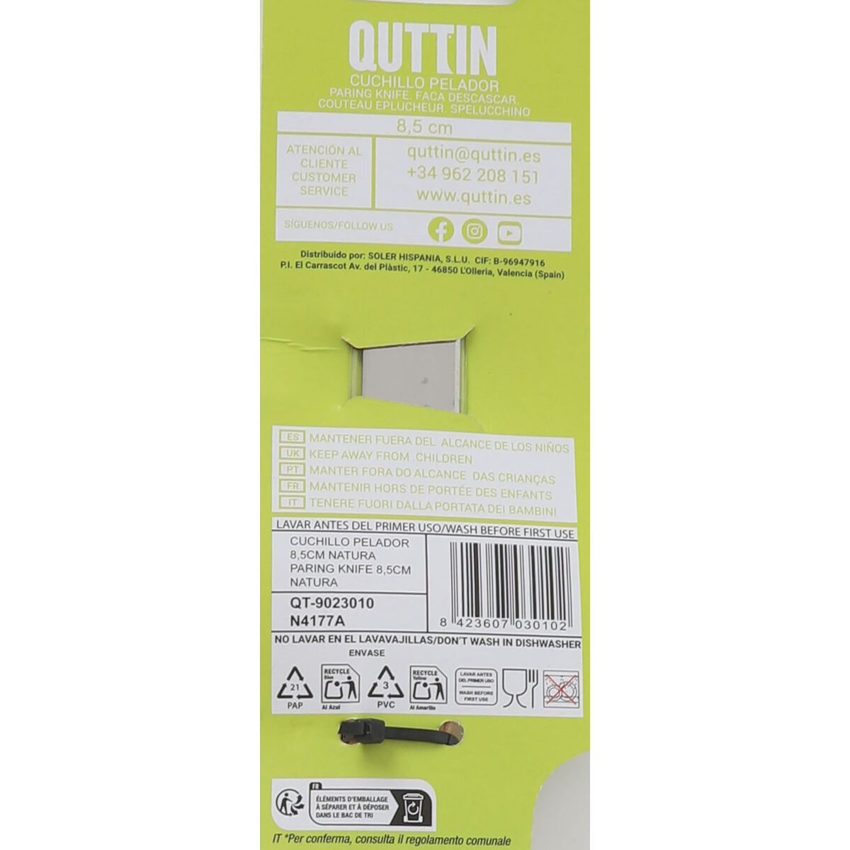Peeler Knife Quttin GR40764 Wood 8,5 cm (60 Units)