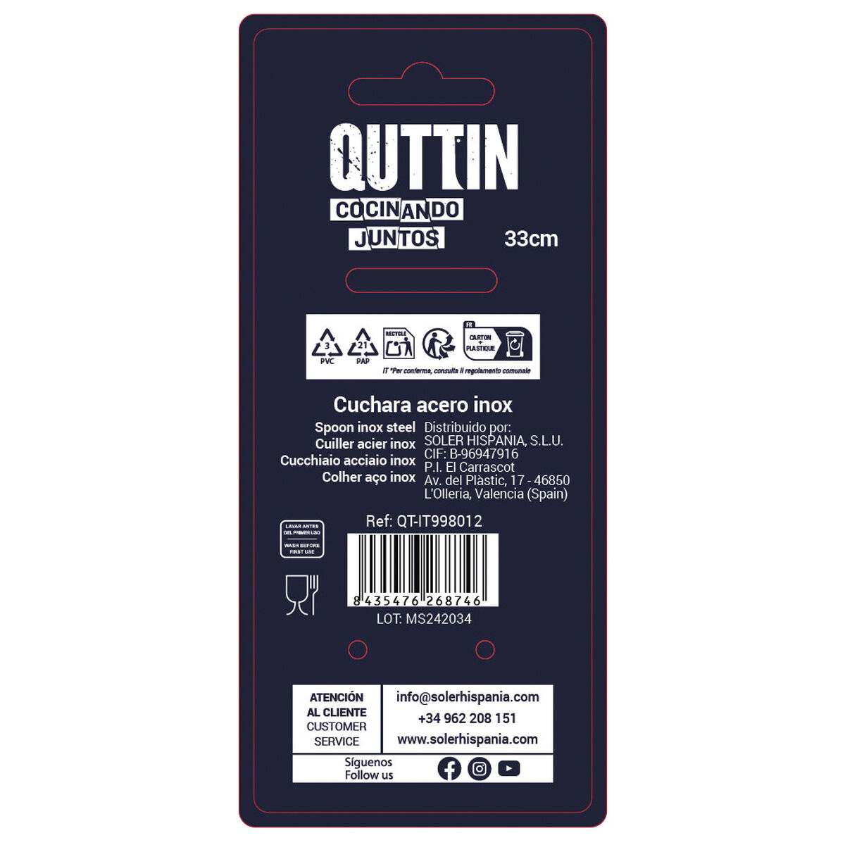 Ladle Quttin    Stainless steel 33,5 x 6,5 cm (24 Units)
