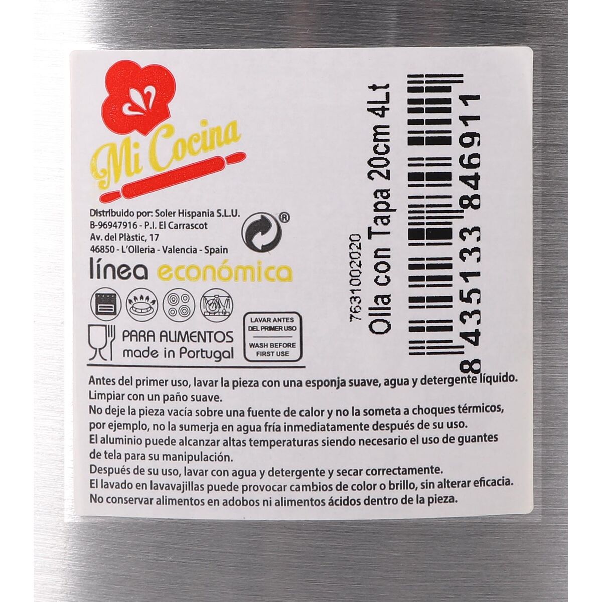 Casserole with Lid Aluminium 27 x 22 x 20 cm (8 Units)