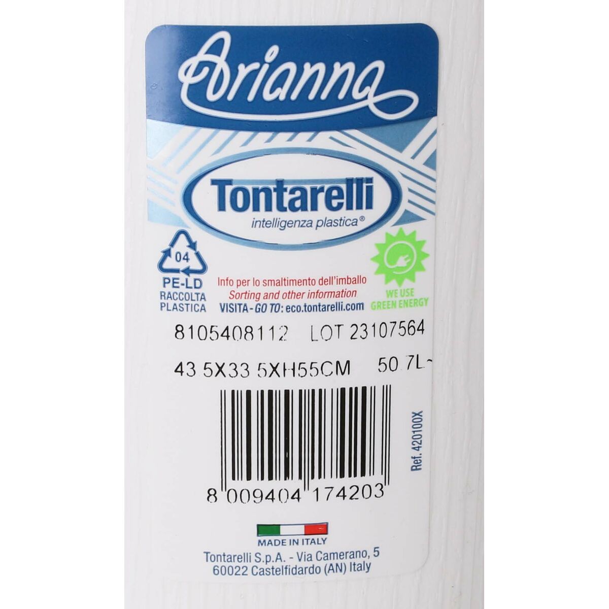 Laundry Basket Arianna Tontarelli 8105408_112 50 L White 44 x 35 x 55 cm (6 Units)