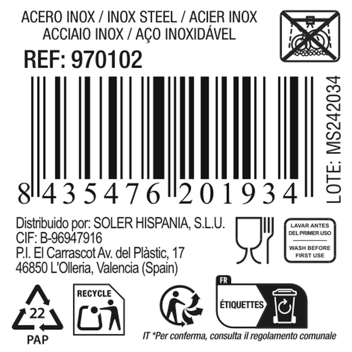 Tray Privilege 42853 Stainless steel Oval (18 Units) (35 x 22,2 cm)
