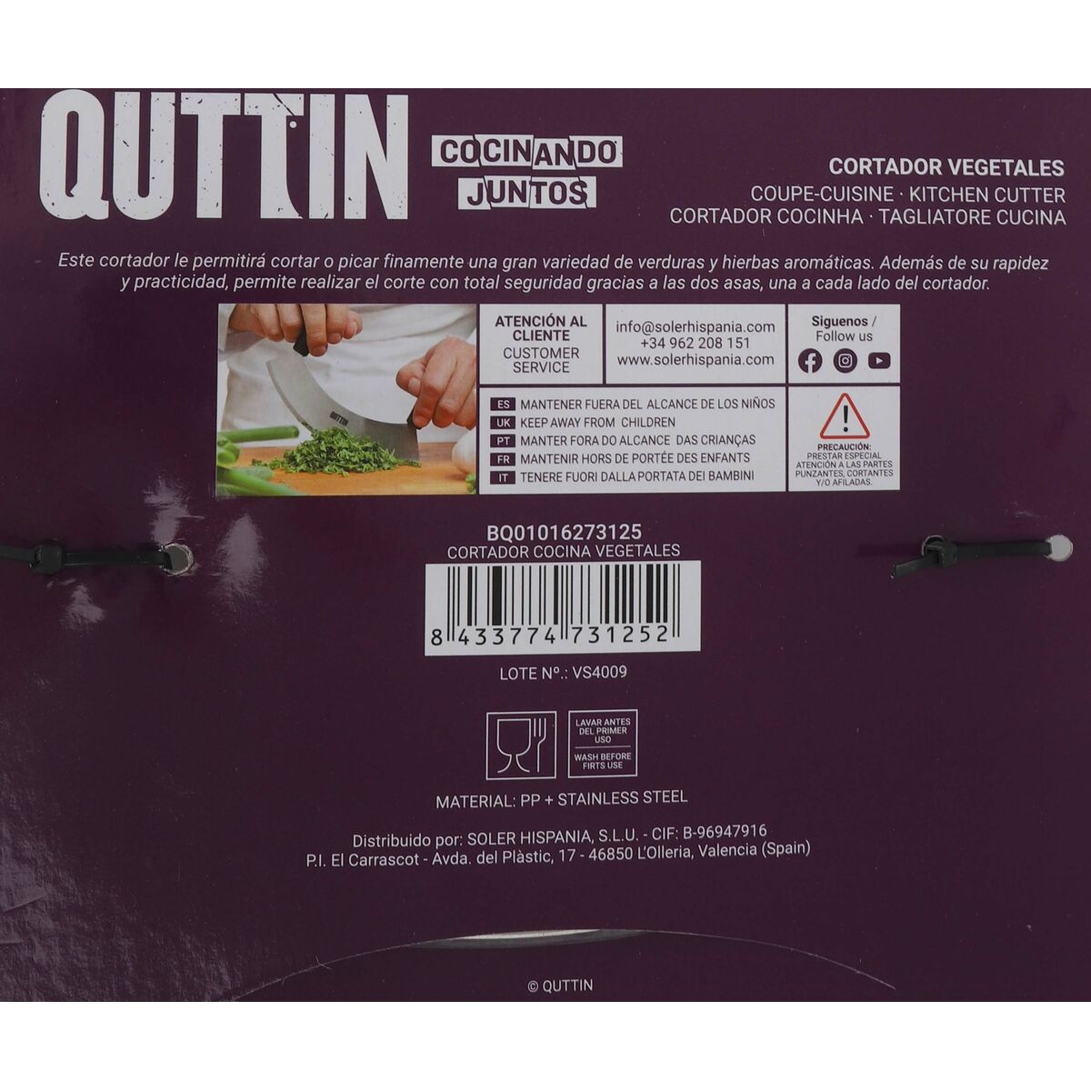 Manual Vegetable Chopper Quttin 18 x 18 x 4 cm