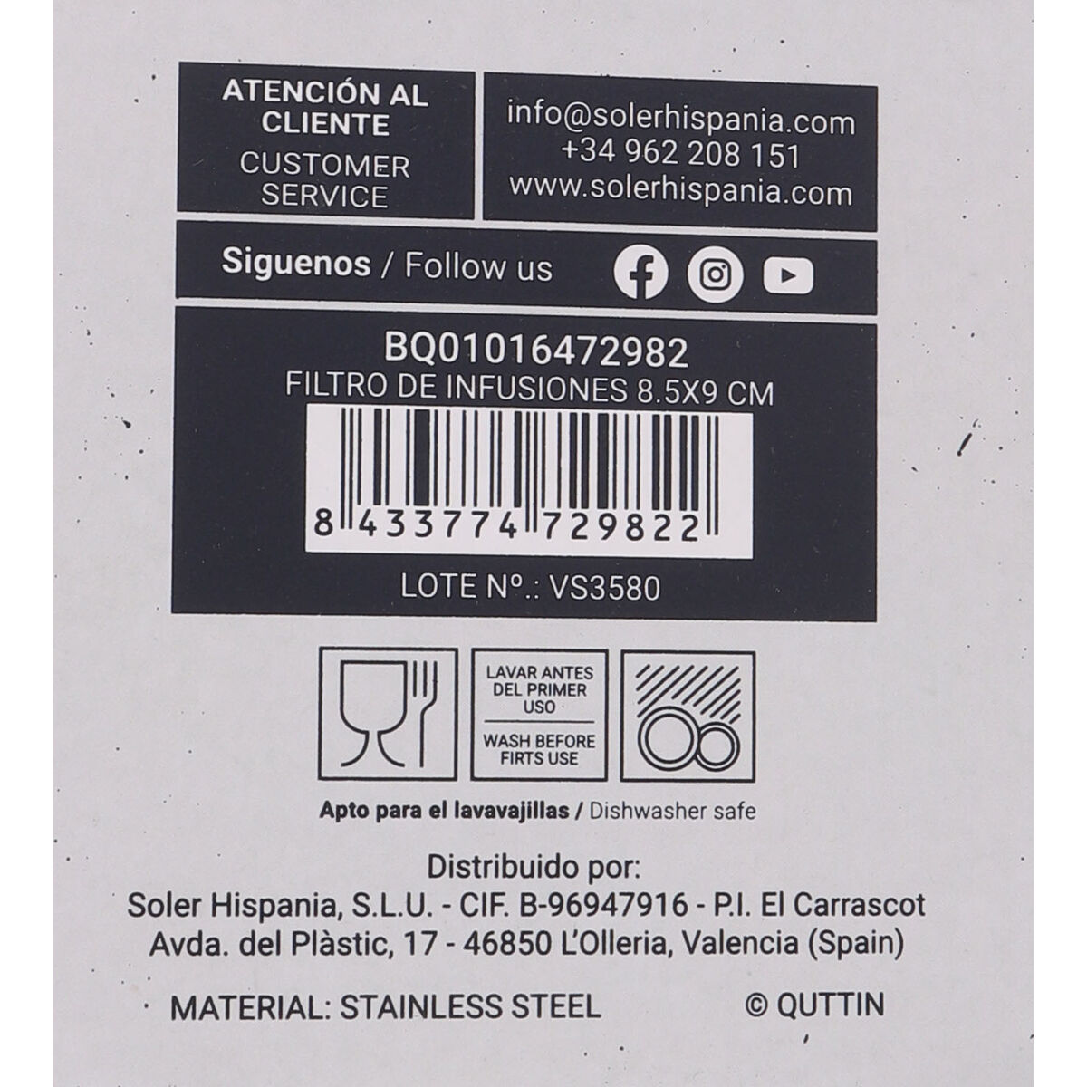 Filter for Infusions Quttin Stainless steel 8,5 x 9 cm (24 Units)
