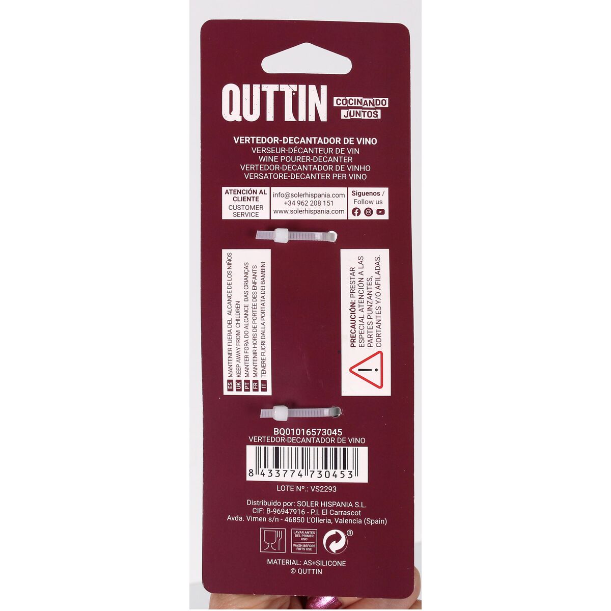 Pouring Stopper Quttin Transparent 2,5 x 16 cm (24 Units)